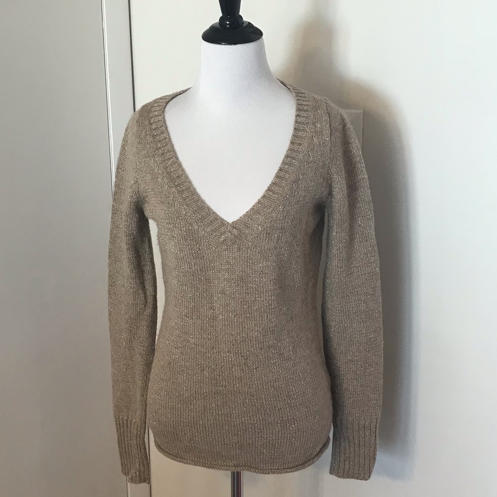 J. Crew Alpaca & Wool Shimmer V Neck Sweater Small